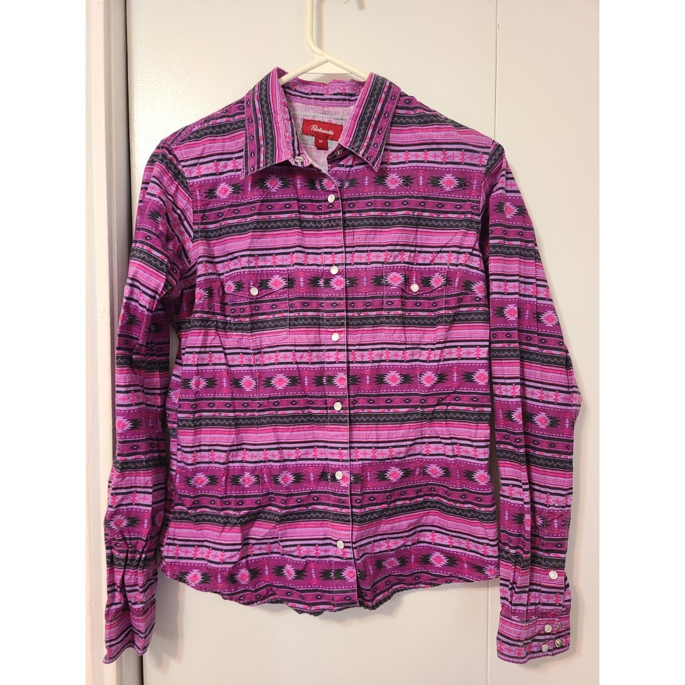 VTG Panhandle Brand Western-style Shirt A Pink and Purple Southwestern. Size M